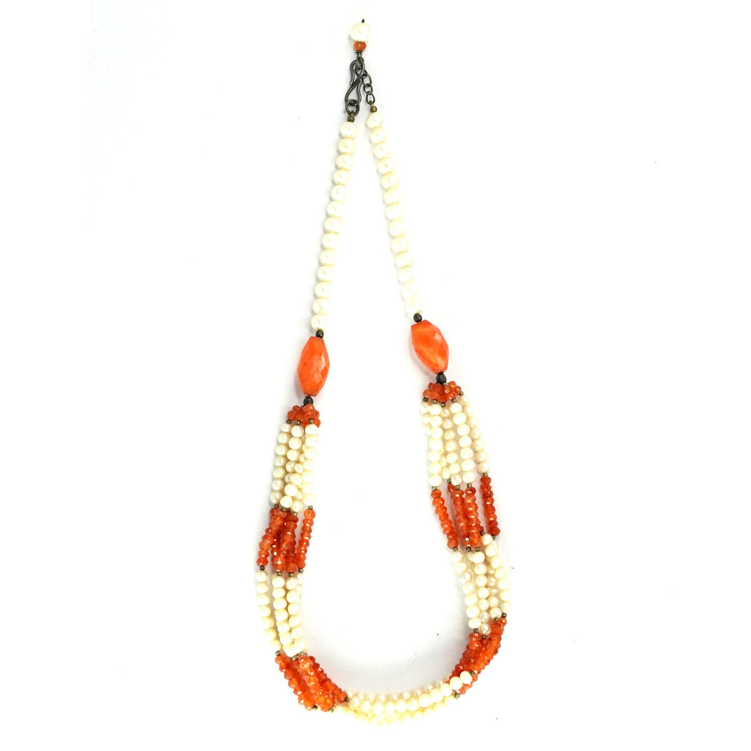 pearls with carnelian necklace