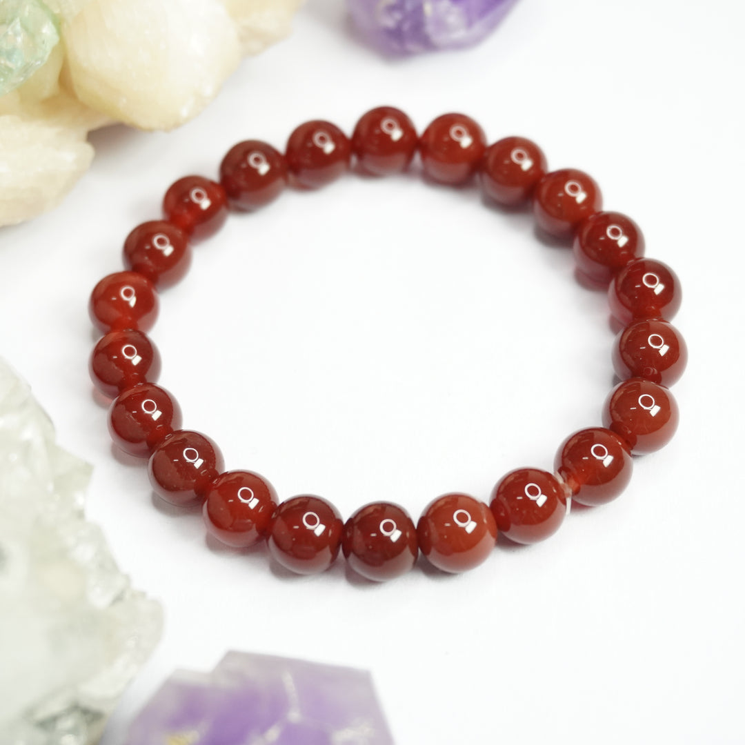 Red Carnelian Bracelet: Creativity - Round Beads 8mm