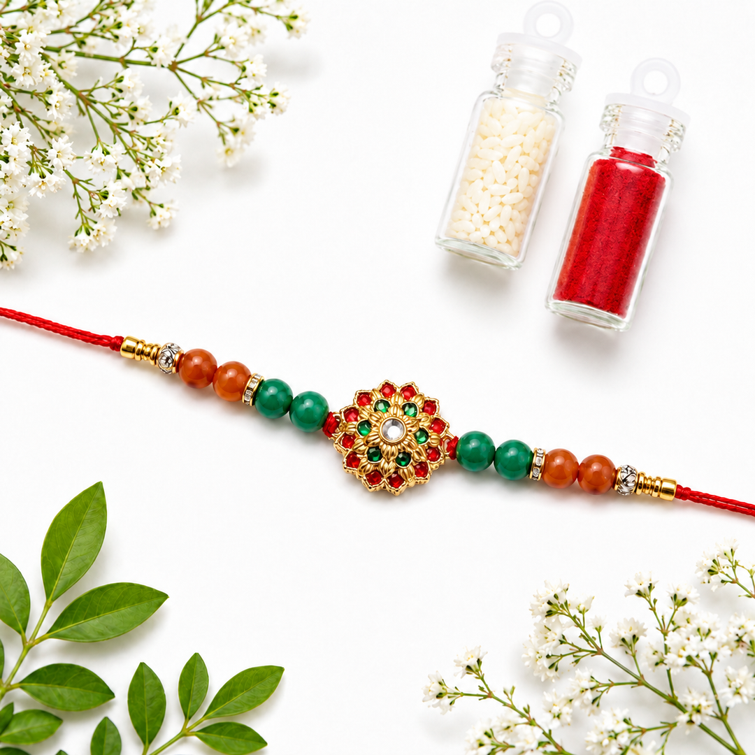 Red & Green Aventurine Rakhi