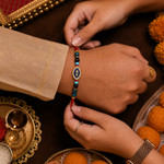 Load image into Gallery viewer, Blue Apatite &amp; Black Tourmaline Evil Eye Rakhi
