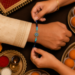 Load image into Gallery viewer, Turquoise &amp; Black Tourmaline Evil Eye Rakhi