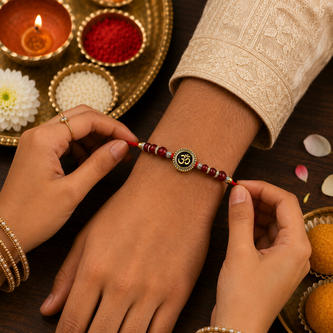 Red Carnelian Om Rakhi