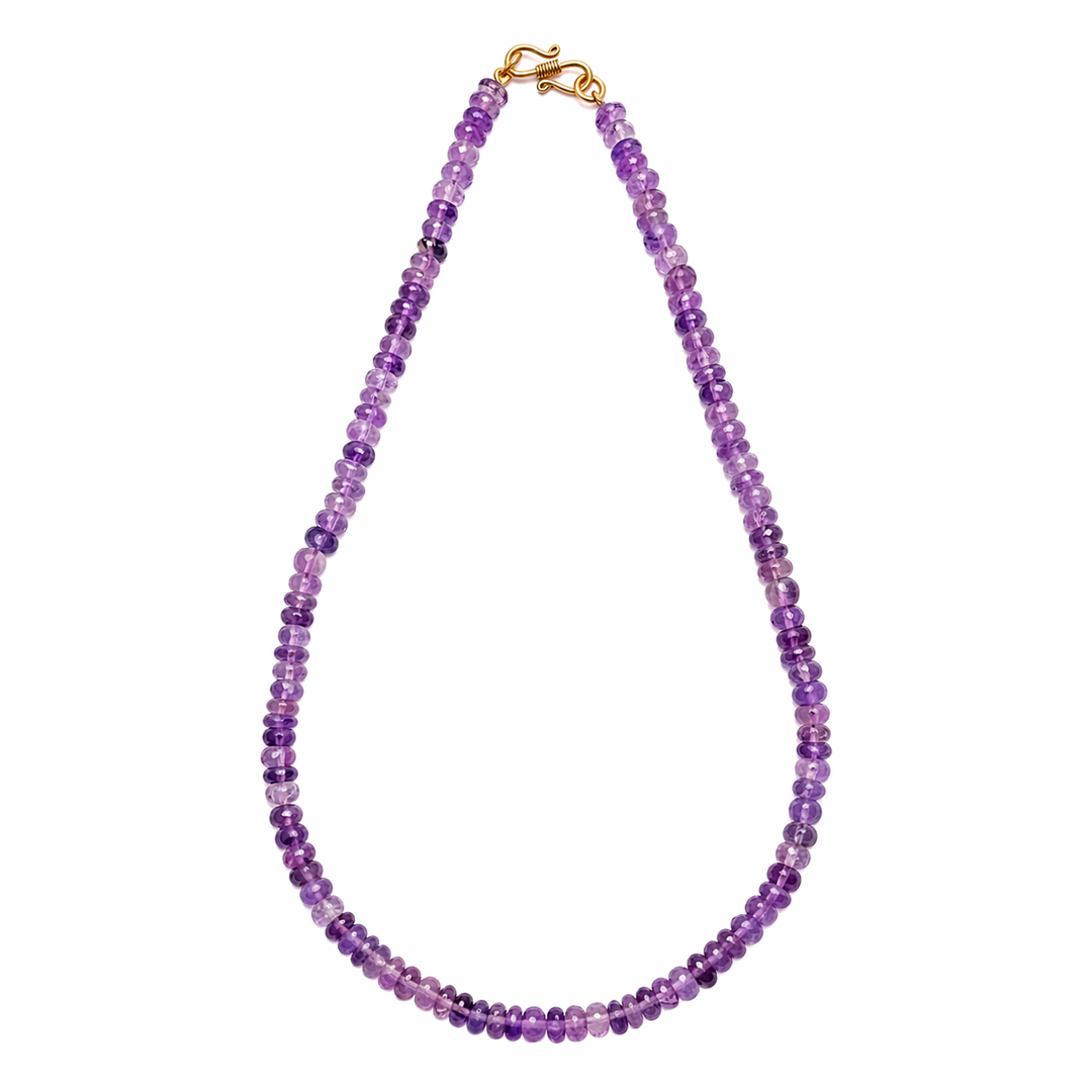 Amethyst Necklace: Oval Beads 1 Layer