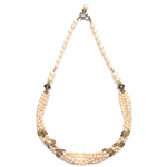 Load image into Gallery viewer, Pearls with Smokey Quartz Necklace - Five Layered