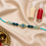 Load image into Gallery viewer, Green Aventurine &amp; Blue Apatite Evil Eye Peacock Rakhi