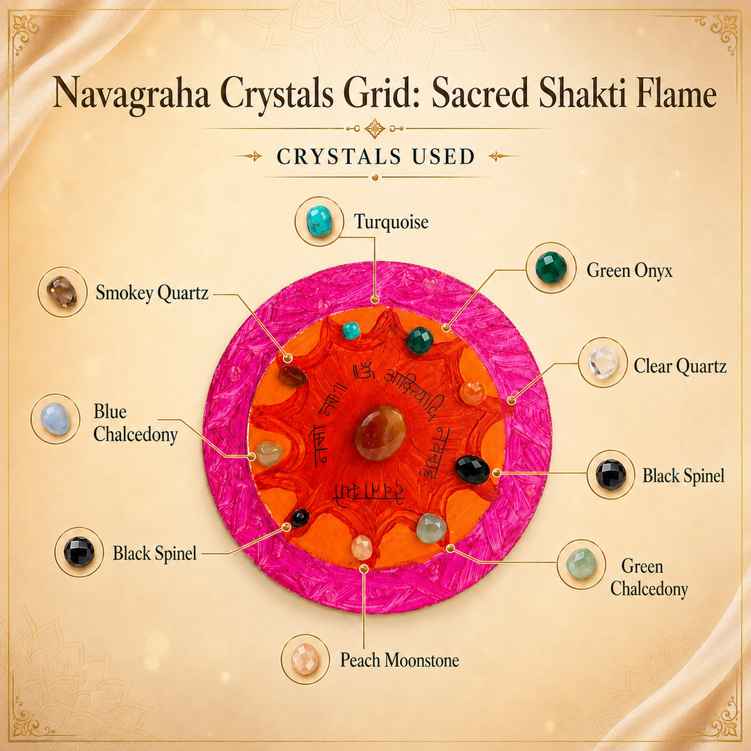 Navagraha Crystals Grid: Sacred Shakti Flame
