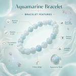 Load image into Gallery viewer, Aquamarine Bracelet – Round Beads 8mm