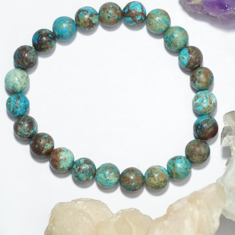 Chrysocola Bracelet: Induces Stability - Round Beads