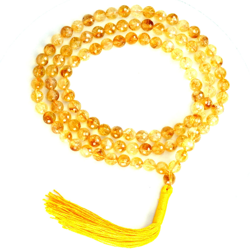 Citrine Japamala: Abundance - Round Cut Beads 8mm