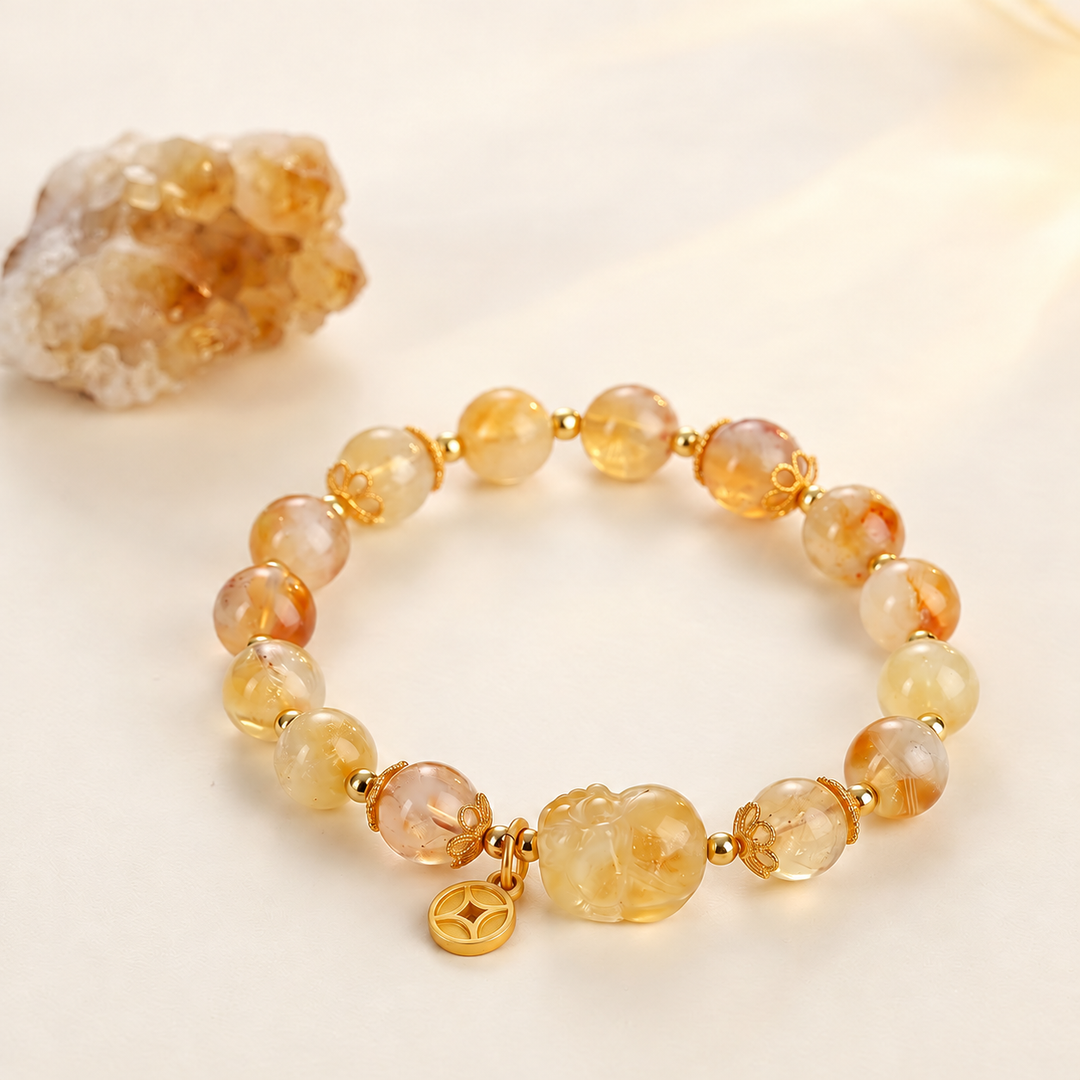 Citrine Bracelet: Pixiu Fortune Charm