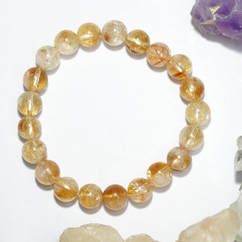 Citrine Bracelet: Abundance - Round Beads 8mm