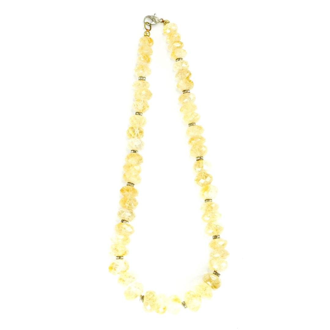 Citrine Necklace: Abundance - with Metal Beads 12mm