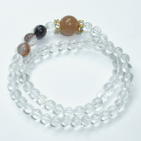 Clear Quartz & Orange Moonstone Bracelet: Luck & Radiance - Love Rocks