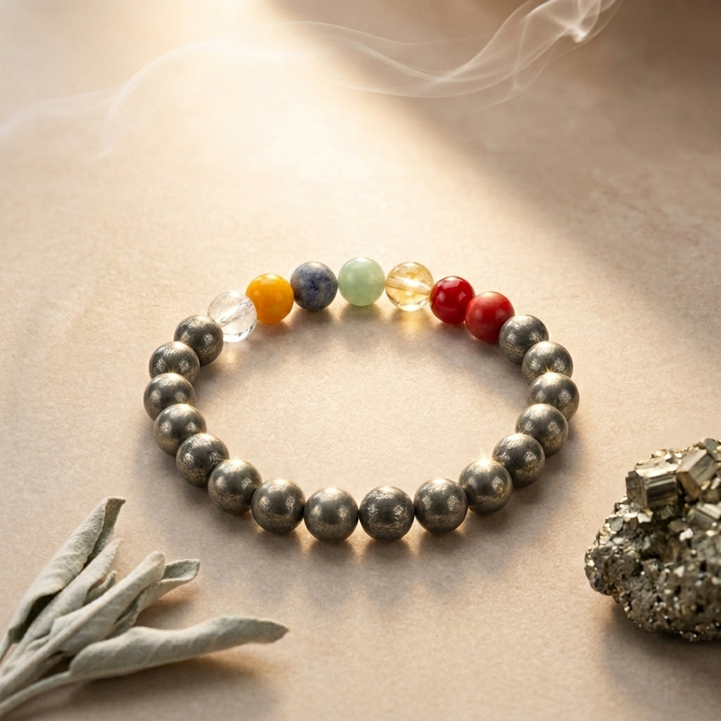 Pyrite 7 Chakra Bracelet