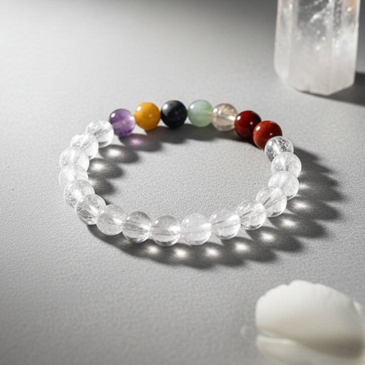 Clear Quartz with 7 Chakra