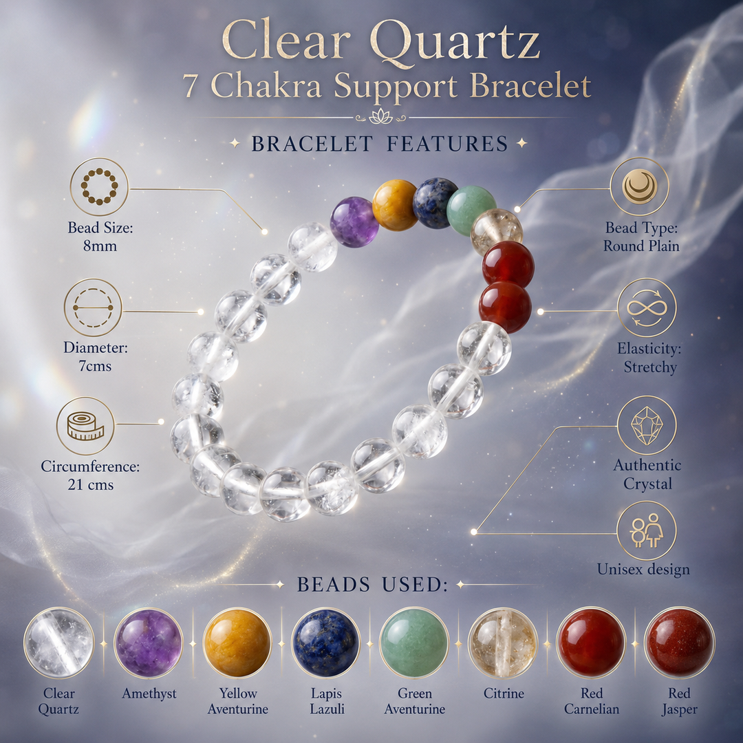 Clear Quartz 7 Chakra Bracelet