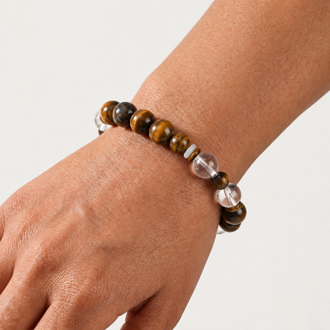 Clear Quartz & Tiger's Eye Bracelet
