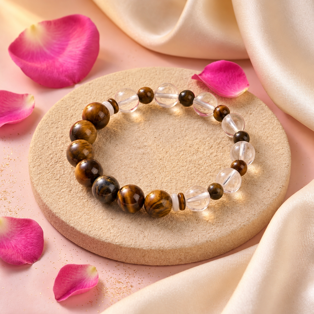 Clear Quartz & Tiger's Eye Bracelet