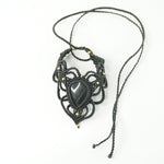 Load image into Gallery viewer, Black Onyx Necklace: Concentration - Black Thread weaved Broad V shaped
