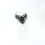 Load image into Gallery viewer, Black Onyx Necklace: Concentration - Black Thread weaved Broad V shaped
