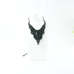 Load image into Gallery viewer, Black Onyx Necklace: Concentration - black thread weaved Narrow V shaped
