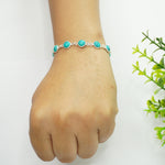 Turquoise Silver Bracelet - Round