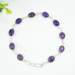 Load image into Gallery viewer, Amethyst Silver Bracelet - Small Oval
