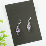 Load image into Gallery viewer, Amethyst Silver Earring - Oval with Blue American Diamond
