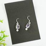 Load image into Gallery viewer, Amethyst Silver Earring - Oval with White American Diamond
