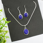 Load image into Gallery viewer, Lapis lazuli Silver Pendant and Earrings - Small Oval
