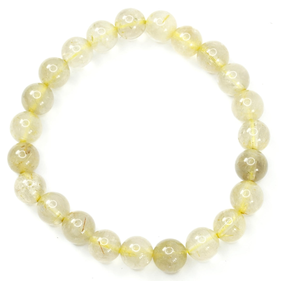 Golden Rutile Quartz Bracelet - Round Beads 8mm