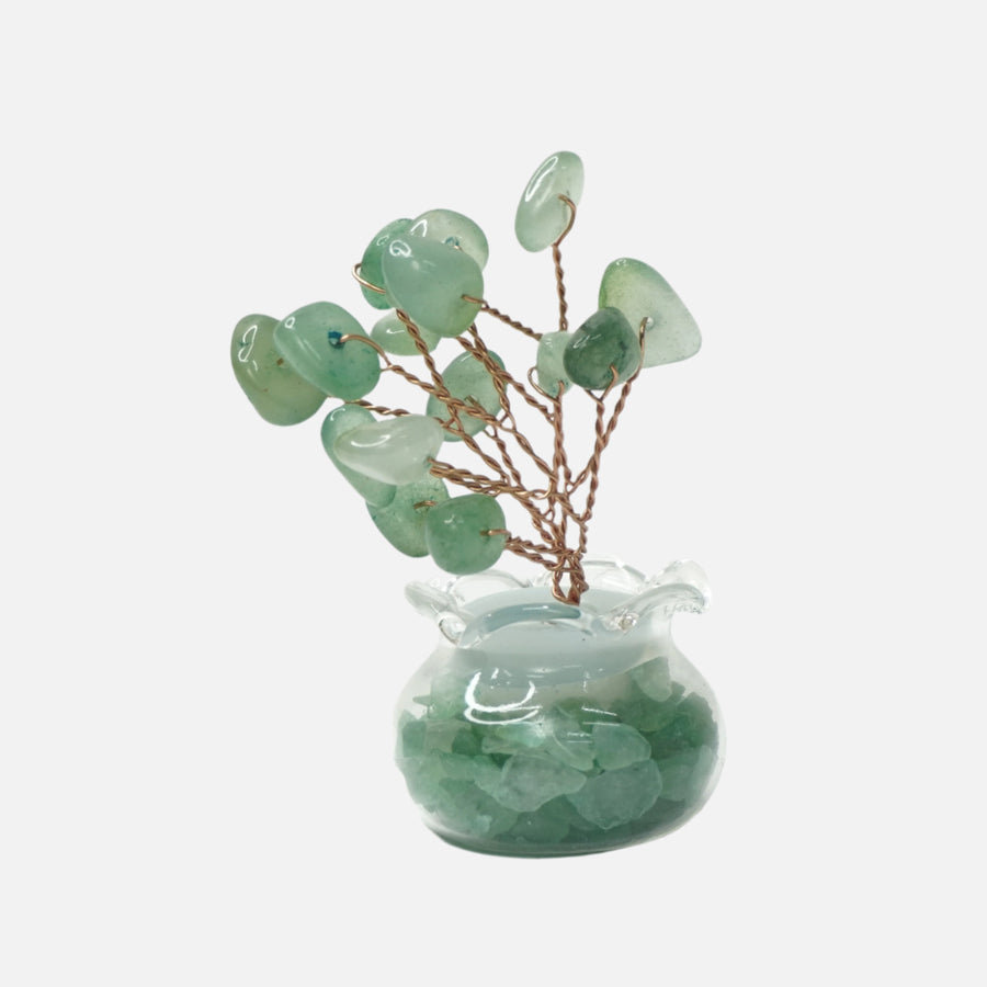 Green Aventurine Crystal Tree (Gravel Vase): Luck & Opportunity
