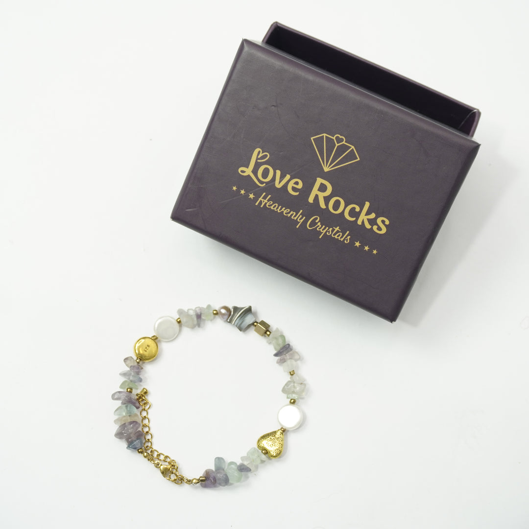 Fluorite Bracelet: Heart Charm
