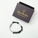 Load image into Gallery viewer, Black Tourmaline Bracelet: Lotus and Heart Charm
