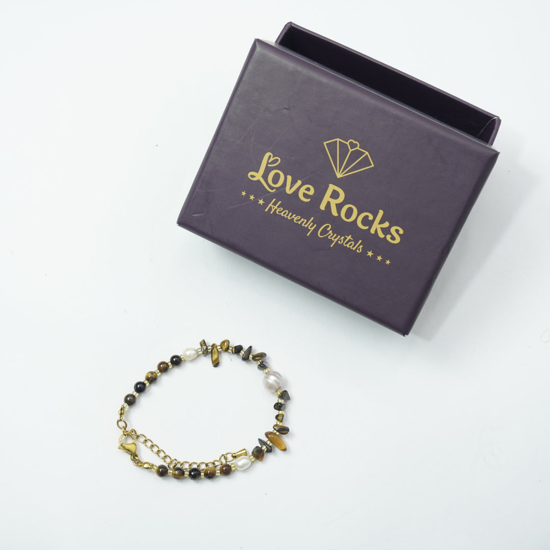 Tiger's Eye Bracelet: Pearl Charms
