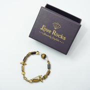 Tiger's Eye Bracelet: Conch and Heart Charms