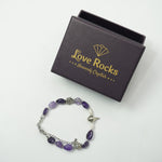 Load image into Gallery viewer, Amethyst Bracelet: Conch and Lotus Charms
