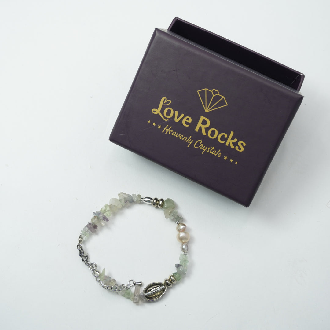 Fluorite Bracelet: Cowrie Charm