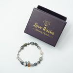 Load image into Gallery viewer, Agate Bracelet: Heart and Triangular Charms
