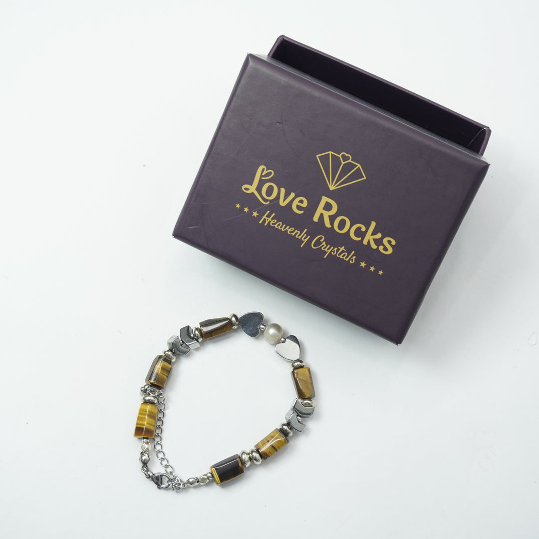 Tiger's Eye Bracelet: Heart Charm