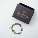 Load image into Gallery viewer, Lapis Lazuli Bracelet: Lotus and Heart Charms
