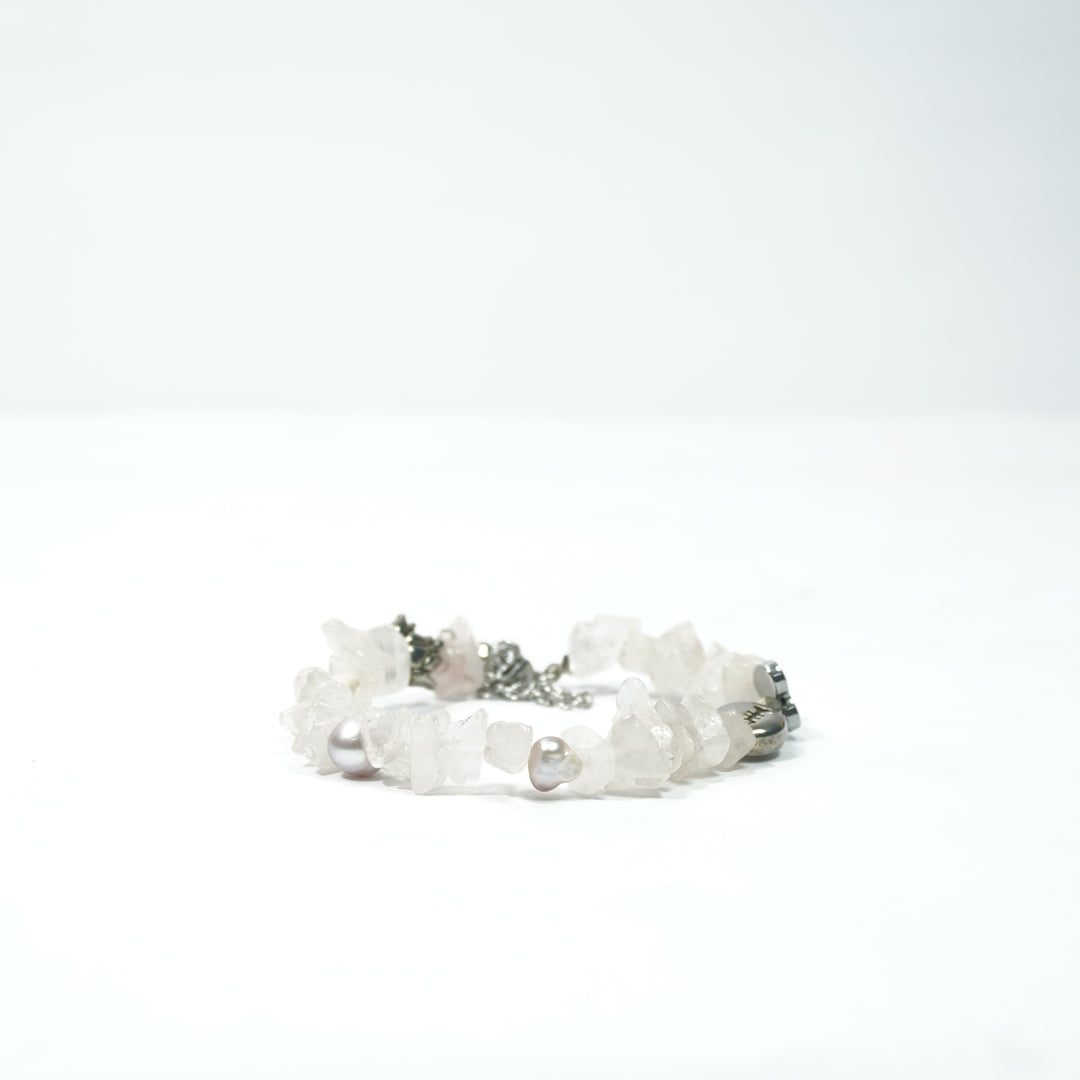 Rose Quartz Bracelet: Lotus Charms