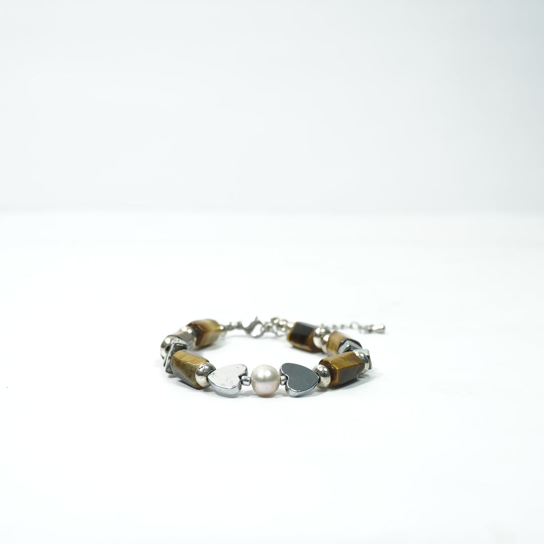 Tiger's Eye Bracelet: Heart Charm
