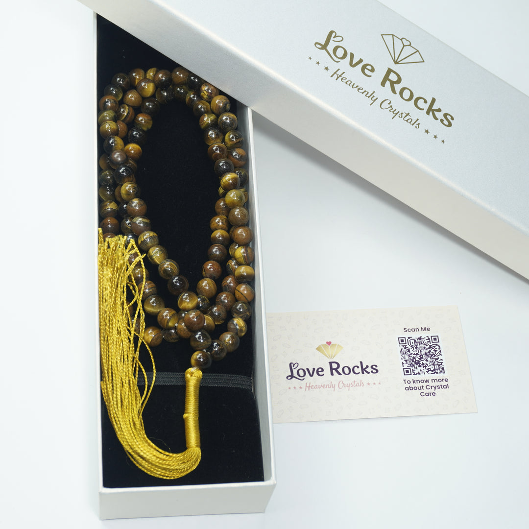 Tiger's Eye Japamala: Strength and Clarity
