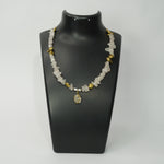 Load image into Gallery viewer, Rose Quartz Necklace: Lotus, Conch and Heart Charms
