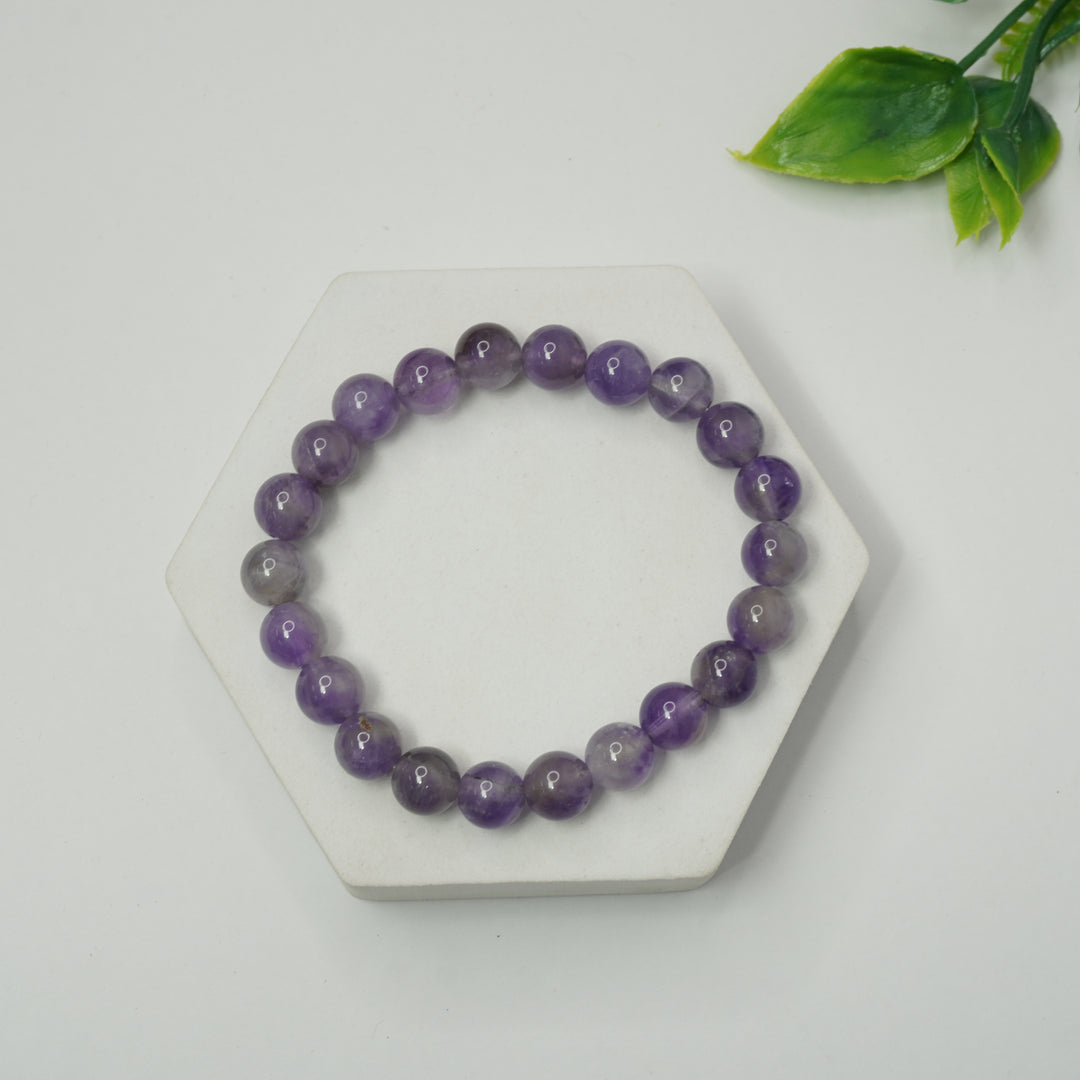 Amethyst Bracelet: Peace and Calm - Round Beads 8mm