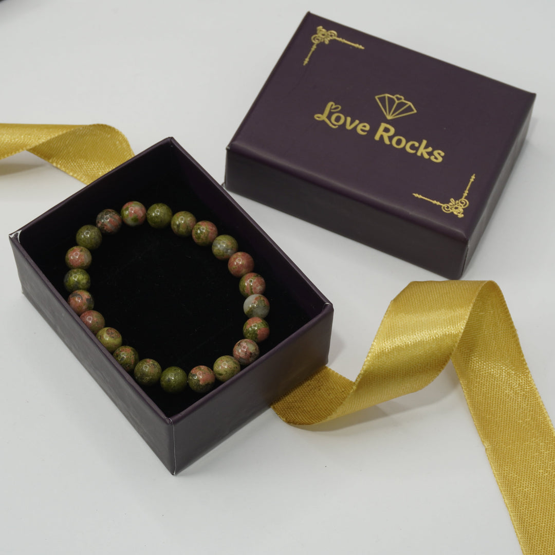 Unakite Round Beads Bracelet Love Rocks Bracelet