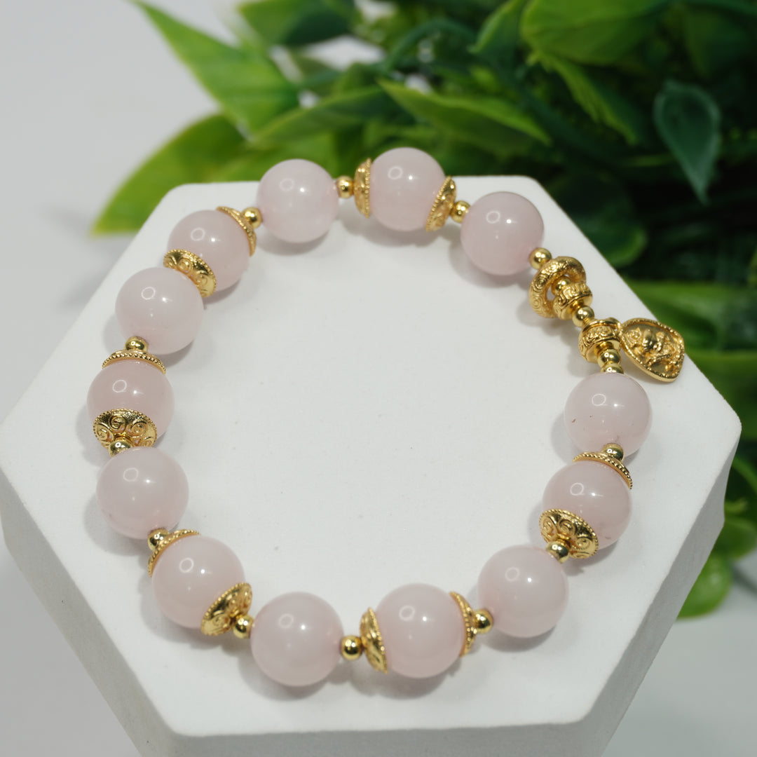 Rose Quartz & Buddha Bracelet: Love & Protection