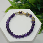 Load image into Gallery viewer, Amethyst &amp; Grey Moonstone Bracelet: Intuition &amp; Protection
