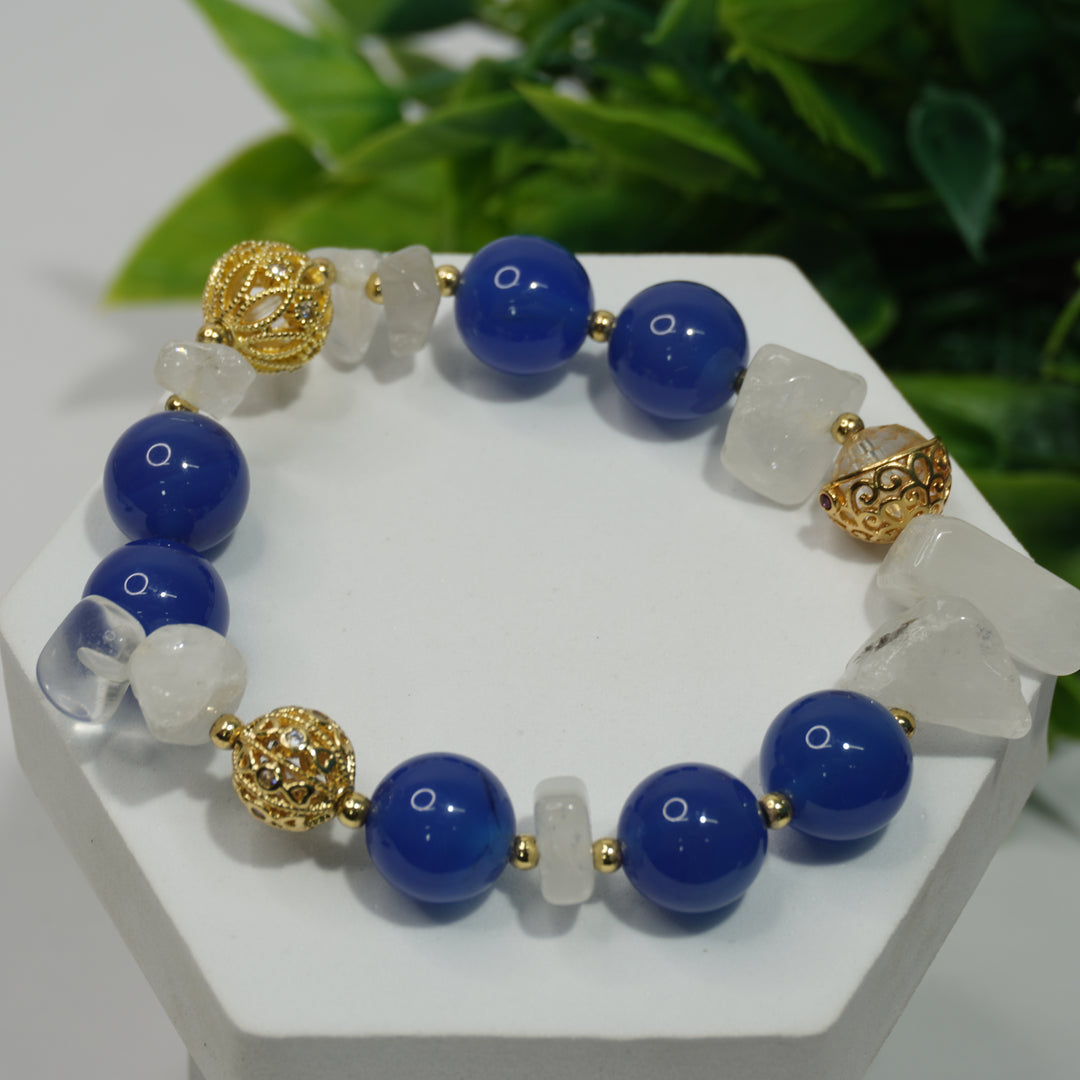 Blue Agate & Clear Quartz Bracelet: Calm & Clarity
